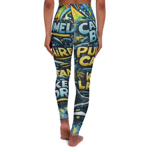 Ocean Graffiti High Waist Leggings