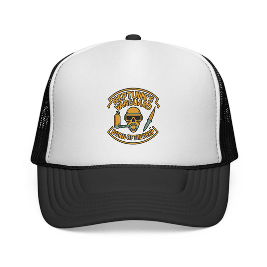 Neptune’s Vanguard Trucker Hat — Born of the Deep Skull Logo