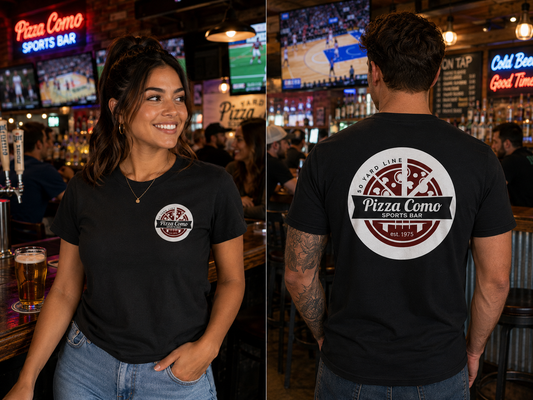 Classic 50 Yard Line Pizza Como Logo T Shirt