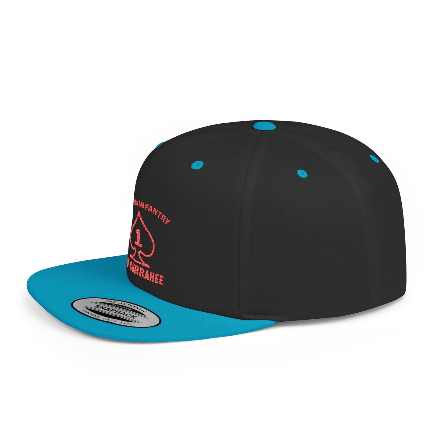 Flat Bill Snapback - 1st Infantry "Red Currakee" Spade Logo Cap