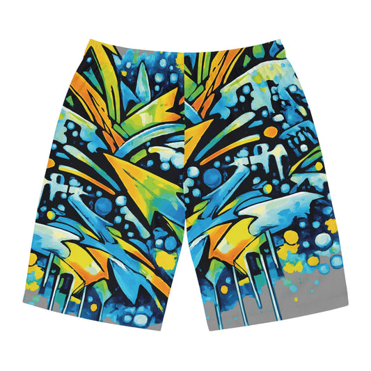 Gray Ocean Graffiti Board Shorts