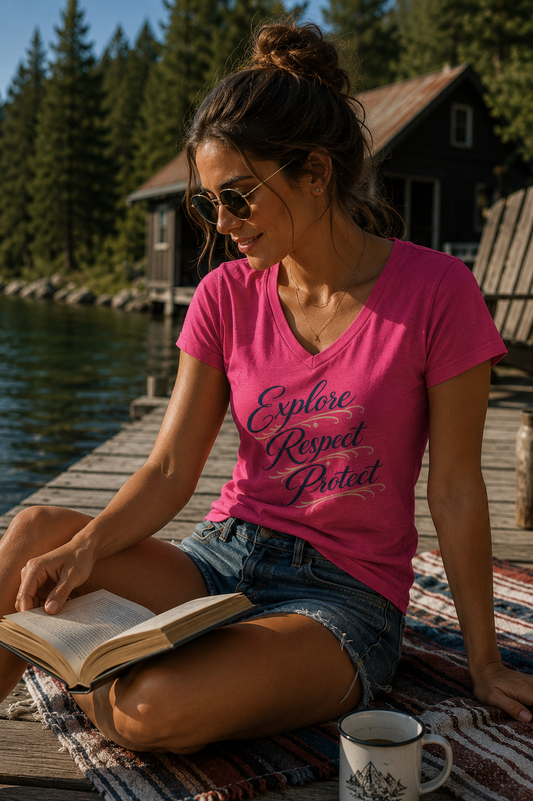 Explore Respect Protect V-Neck Tee