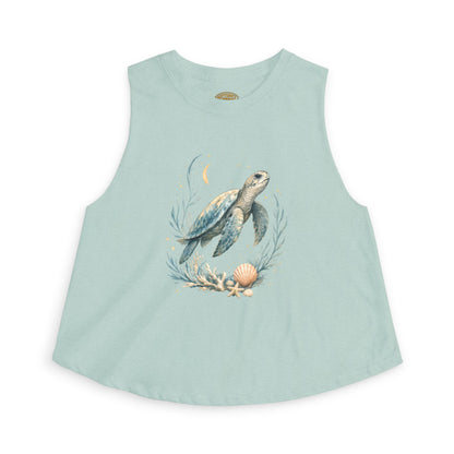Sea Turtle Floral Crop Top