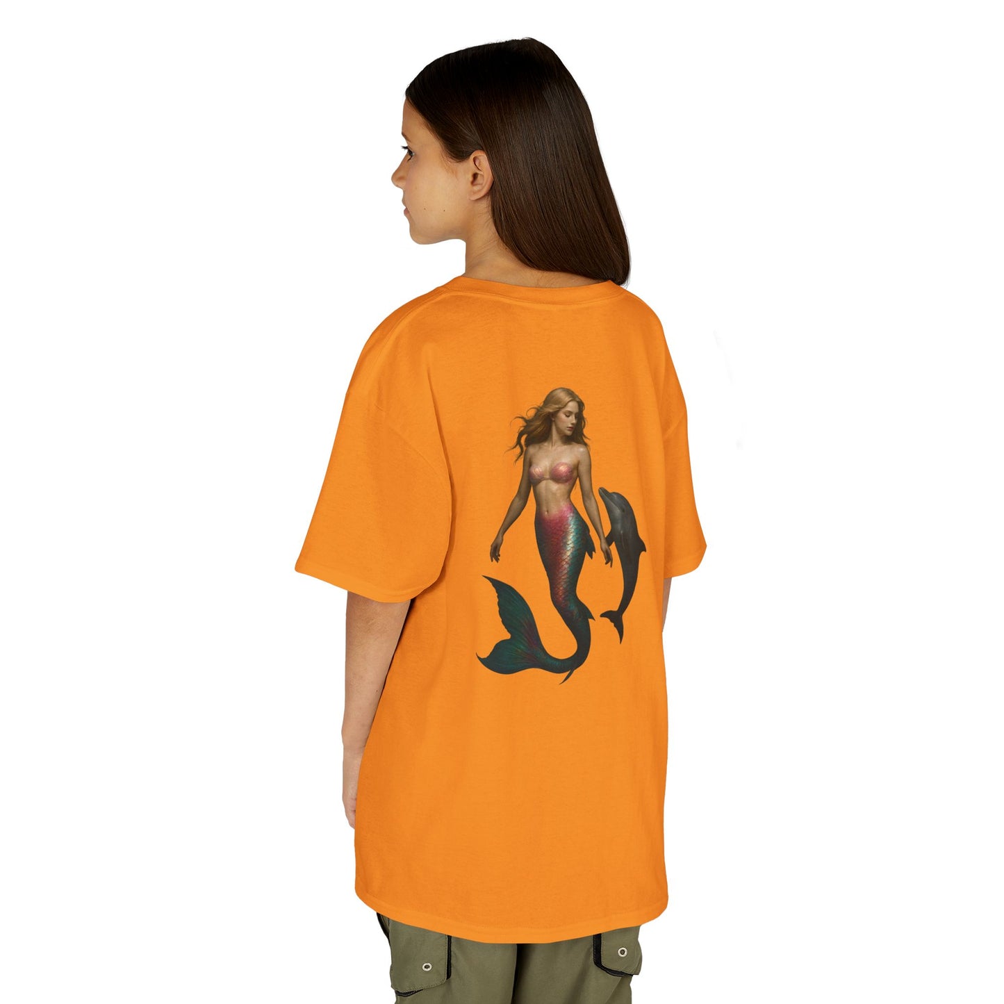 Youth Mermaid Tee with Dolphin Graphic