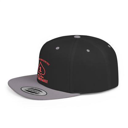 Flat Bill Snapback - 1st Infantry "Red Currakee" Spade Logo Cap