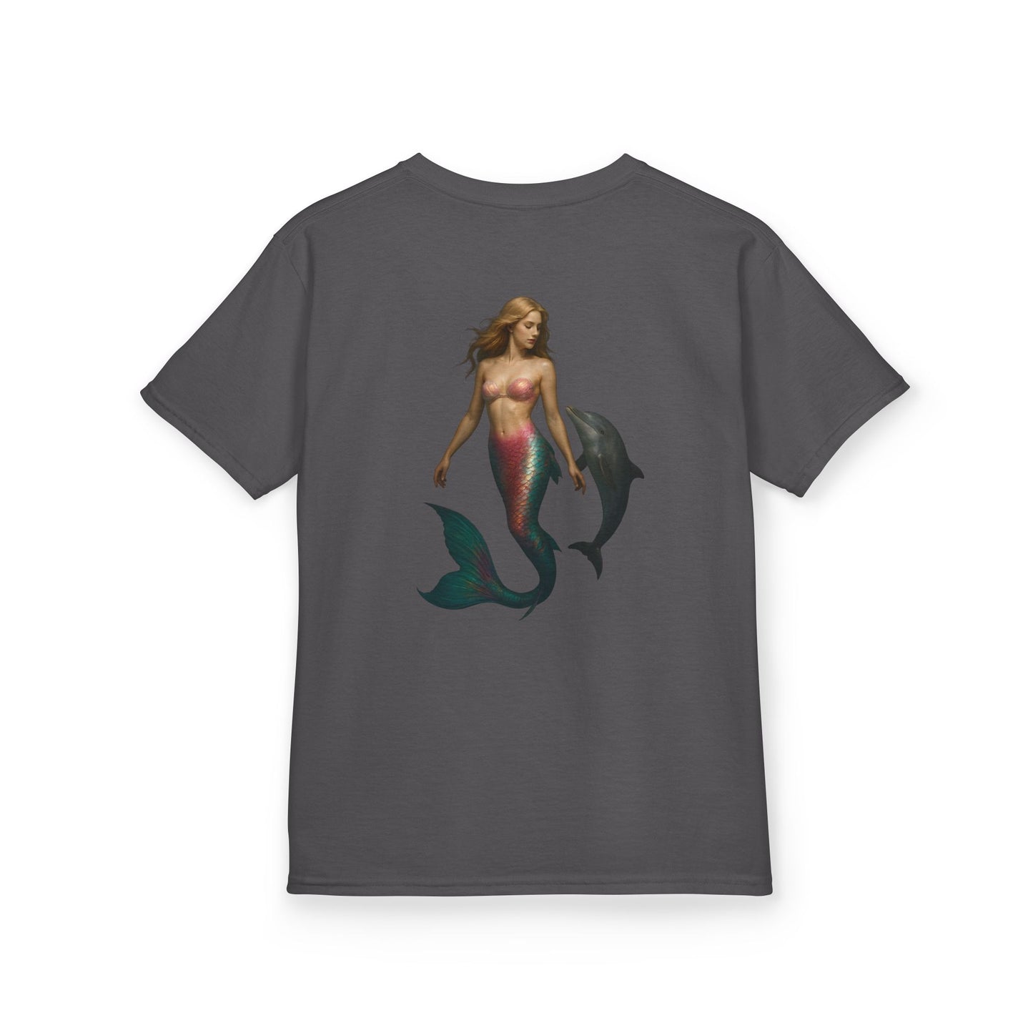 Youth Mermaid Tee with Dolphin Graphic