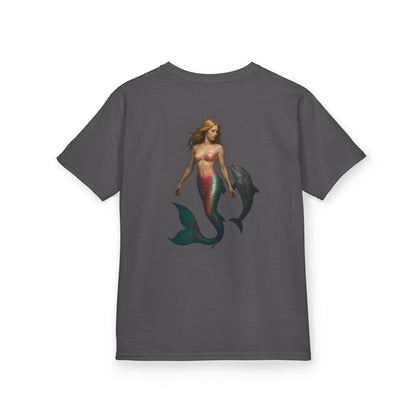 Youth Mermaid Tee with Dolphin Graphic