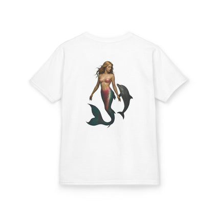 Youth Mermaid Tee with Dolphin Graphic