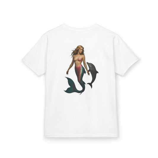 Youth Mermaid Tee with Dolphin Graphic