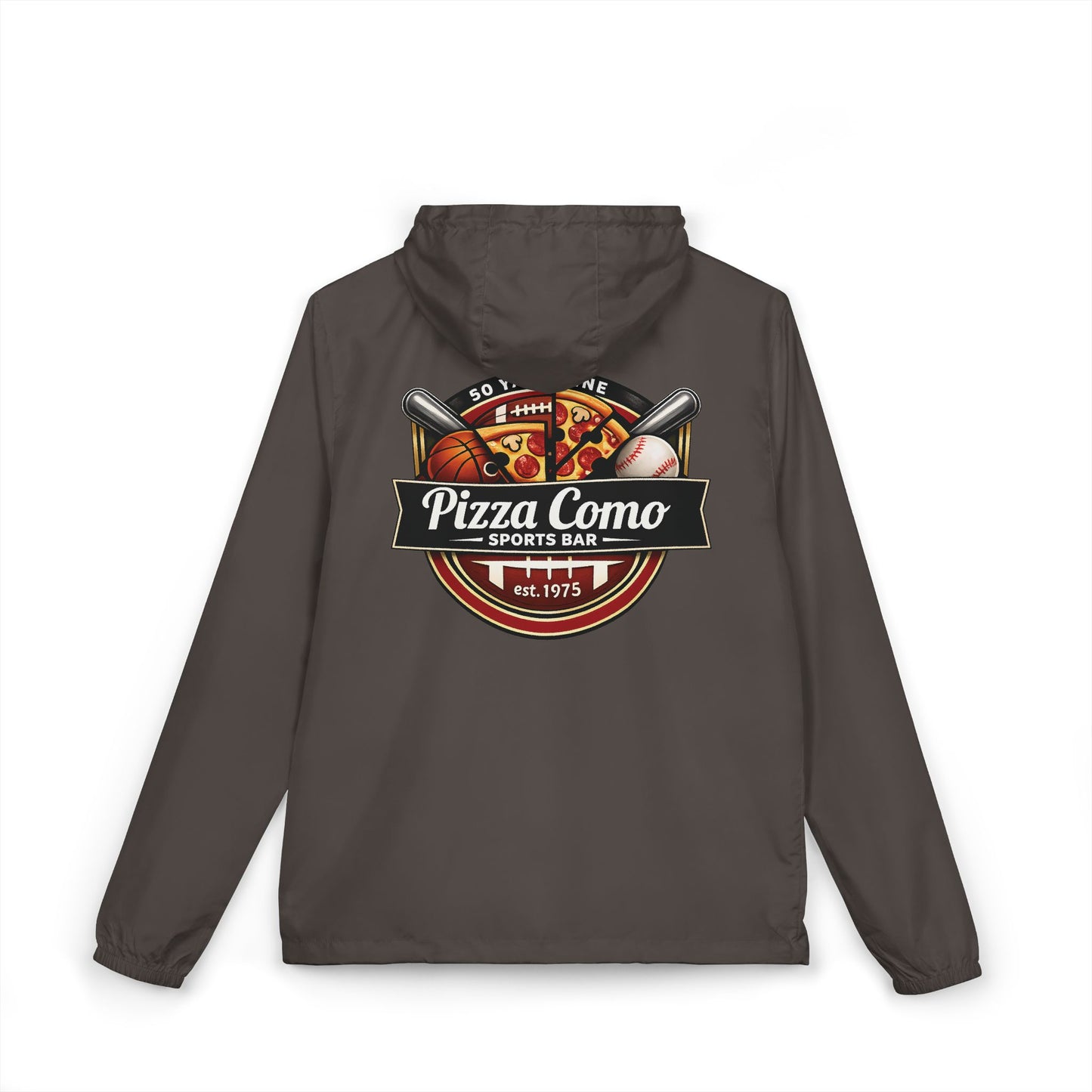Pizza Como Sports Bar Lightweight Water Resistant Windbreaker