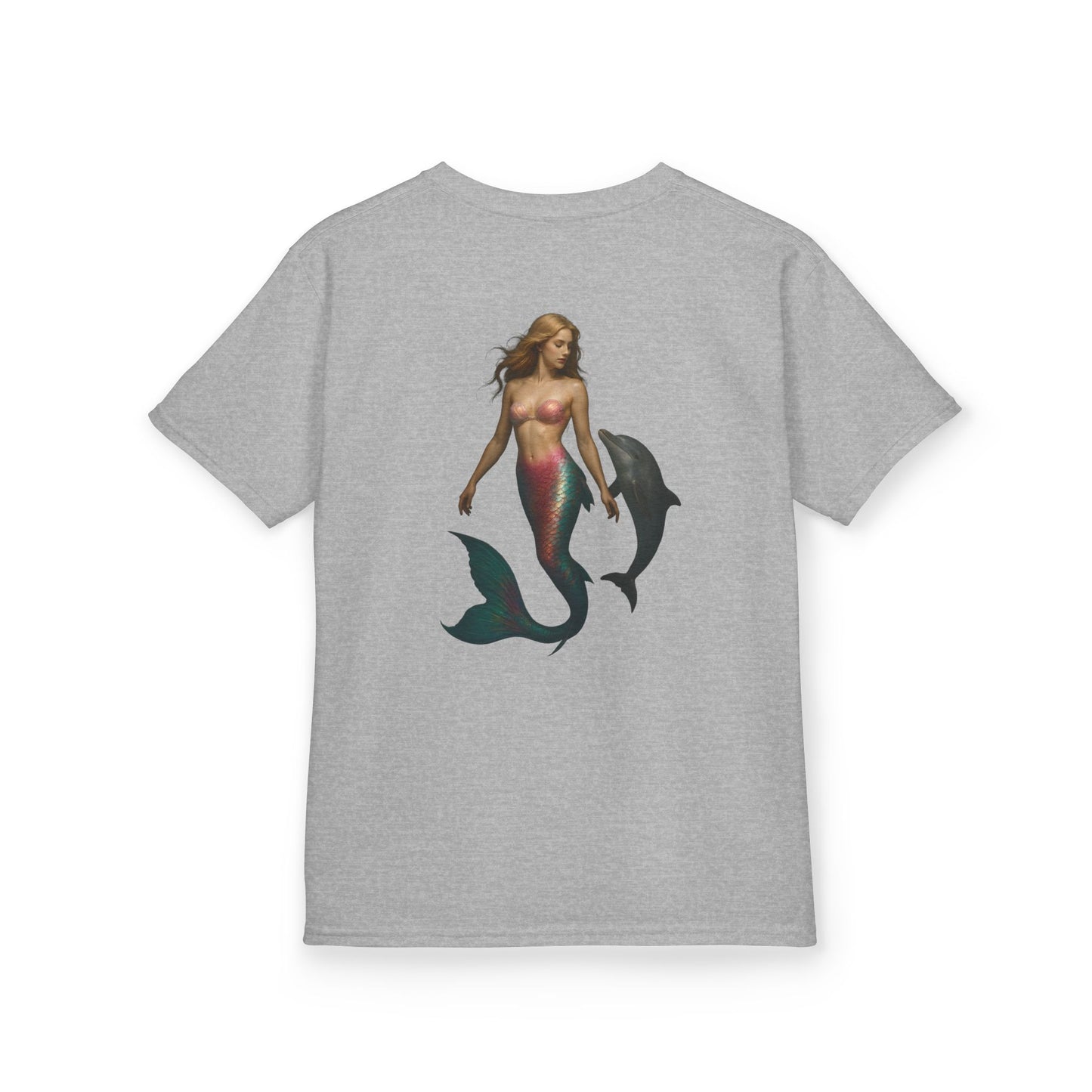 Youth Mermaid Tee with Dolphin Graphic