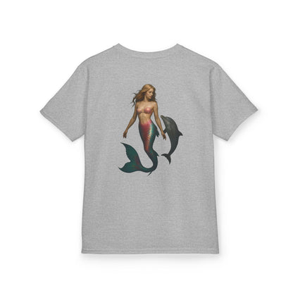 Youth Mermaid Tee with Dolphin Graphic