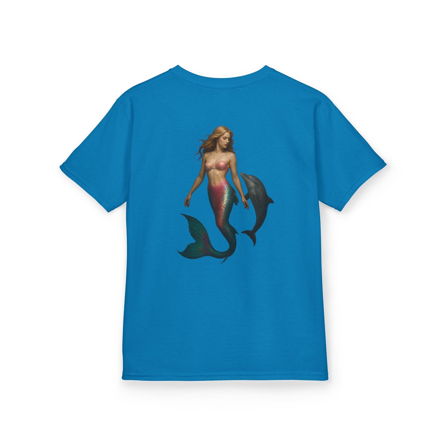 Youth Mermaid Tee with Dolphin Graphic