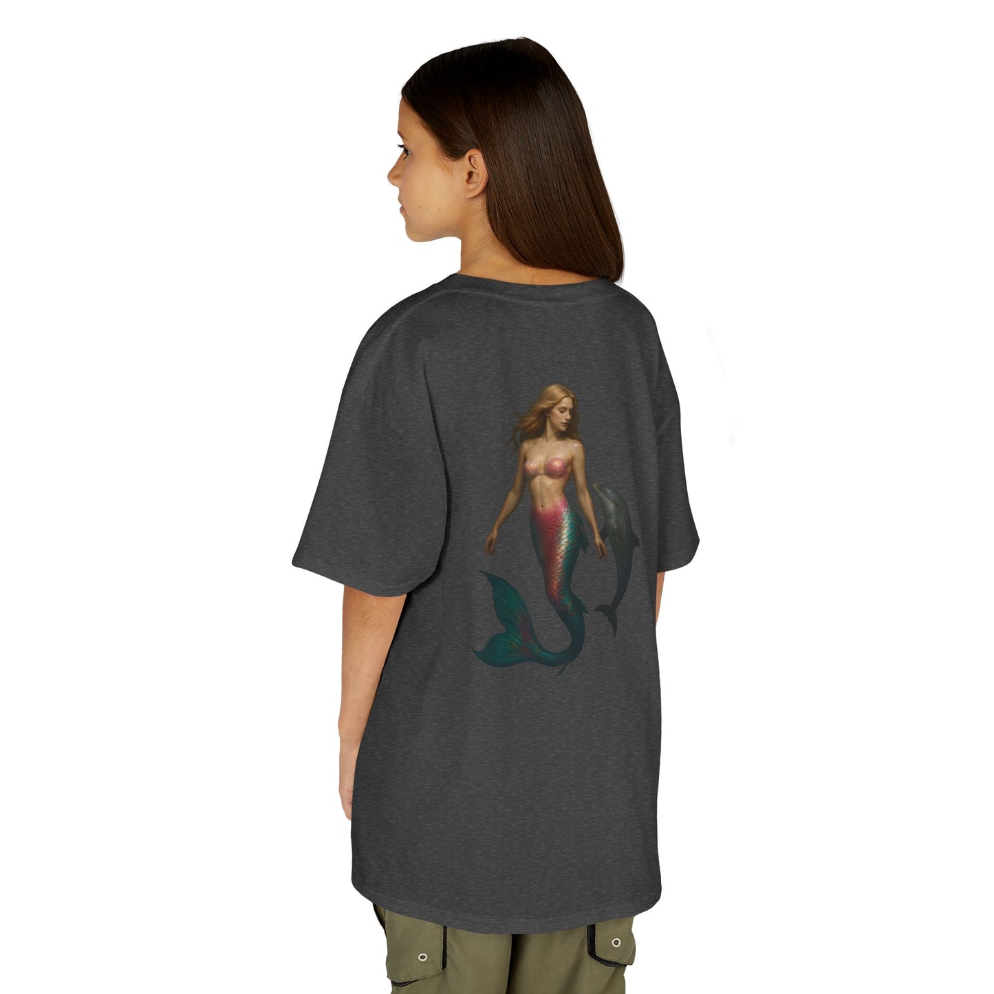 Youth Mermaid Tee with Dolphin Graphic