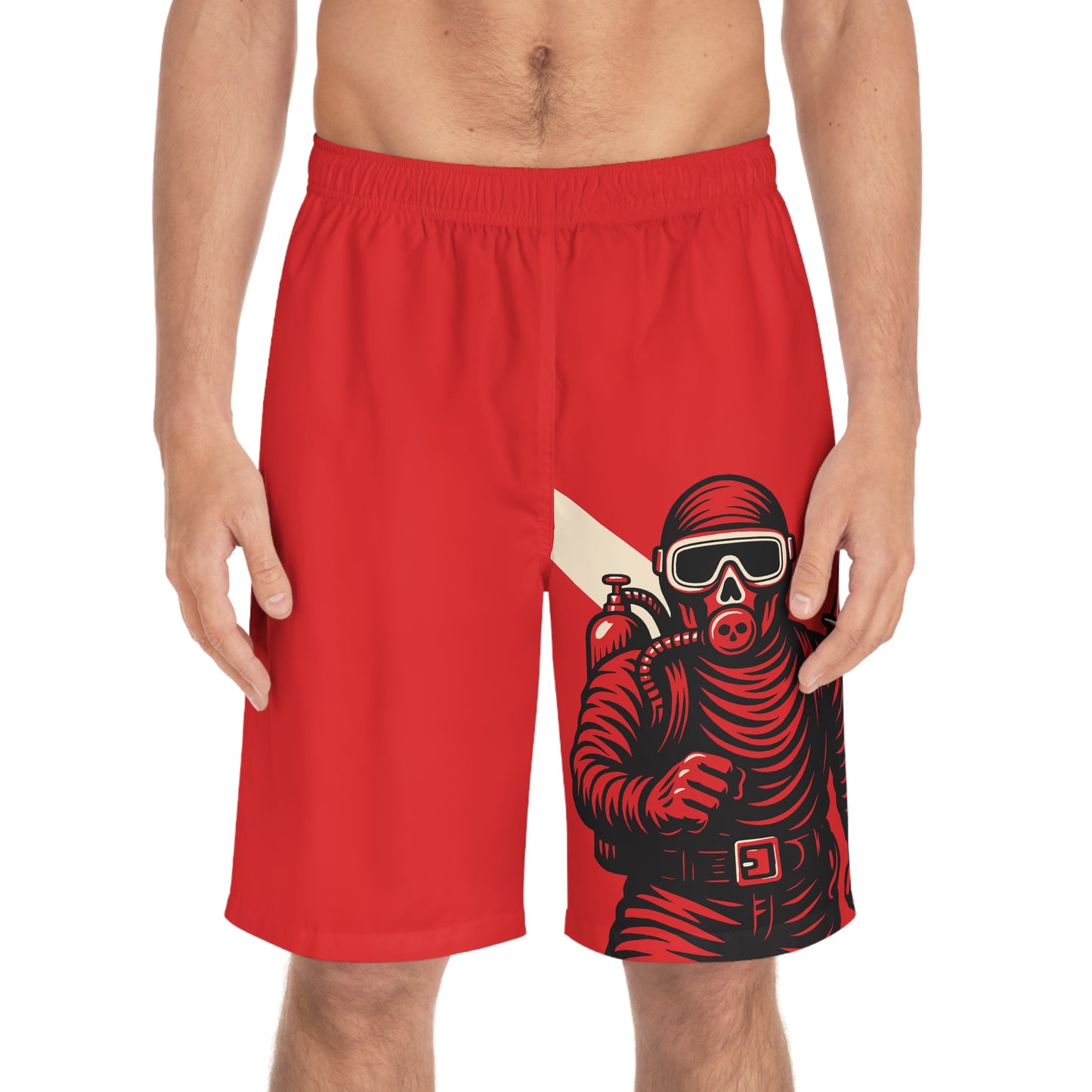 Dive Flag Guardian Shorts Red Graphic Swimwear