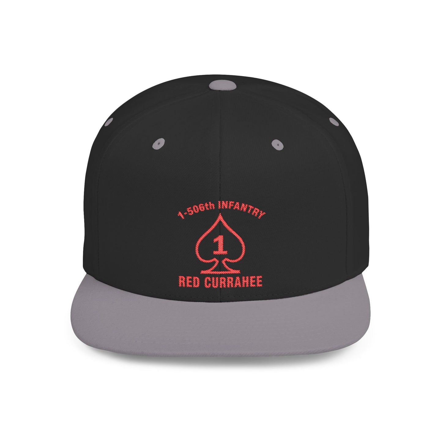 Flat Bill Snapback - 1st Infantry "Red Currakee" Spade Logo Cap