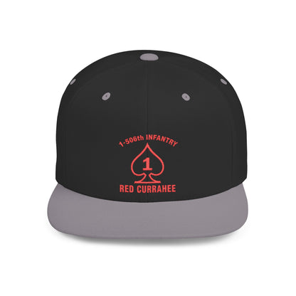 Flat Bill Snapback - 1st Infantry "Red Currakee" Spade Logo Cap