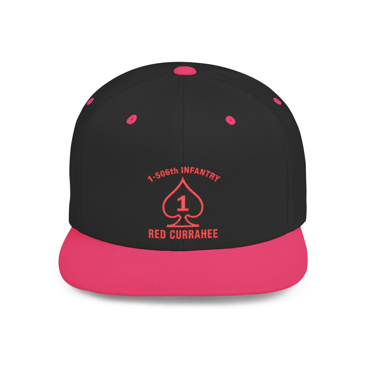 Flat Bill Snapback - 1st Infantry "Red Currakee" Spade Logo Cap