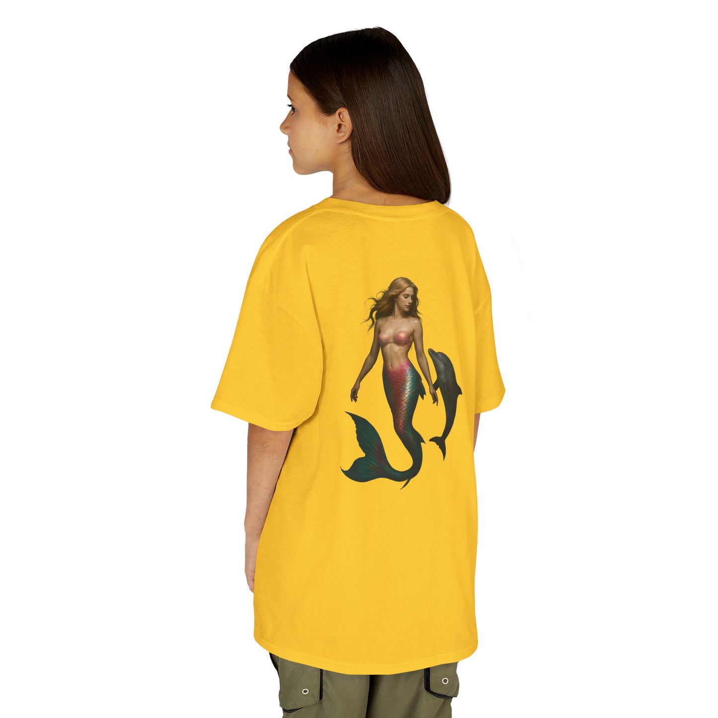 Youth Mermaid Tee with Dolphin Graphic