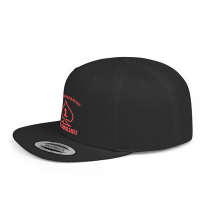 Flat Bill Snapback - 1st Infantry "Red Currakee" Spade Logo Cap