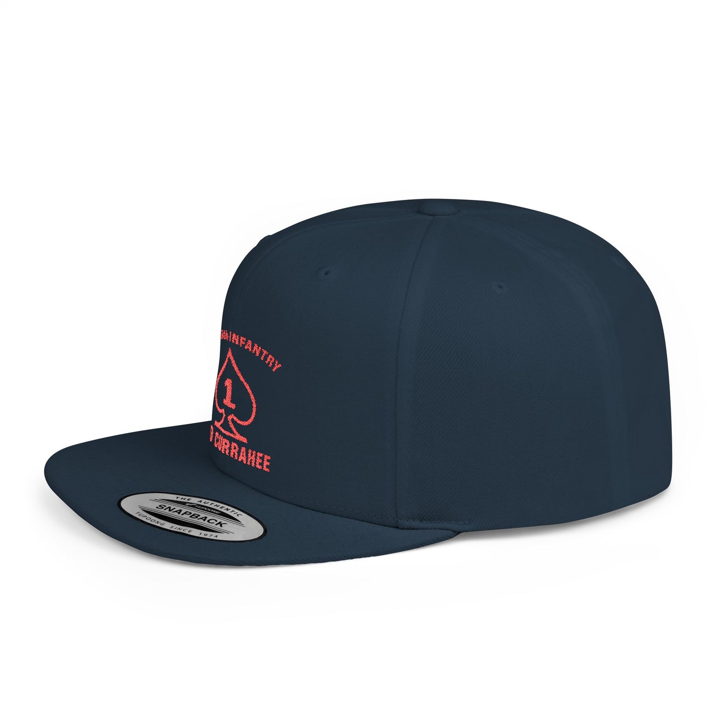 Flat Bill Snapback - 1st Infantry "Red Currakee" Spade Logo Cap