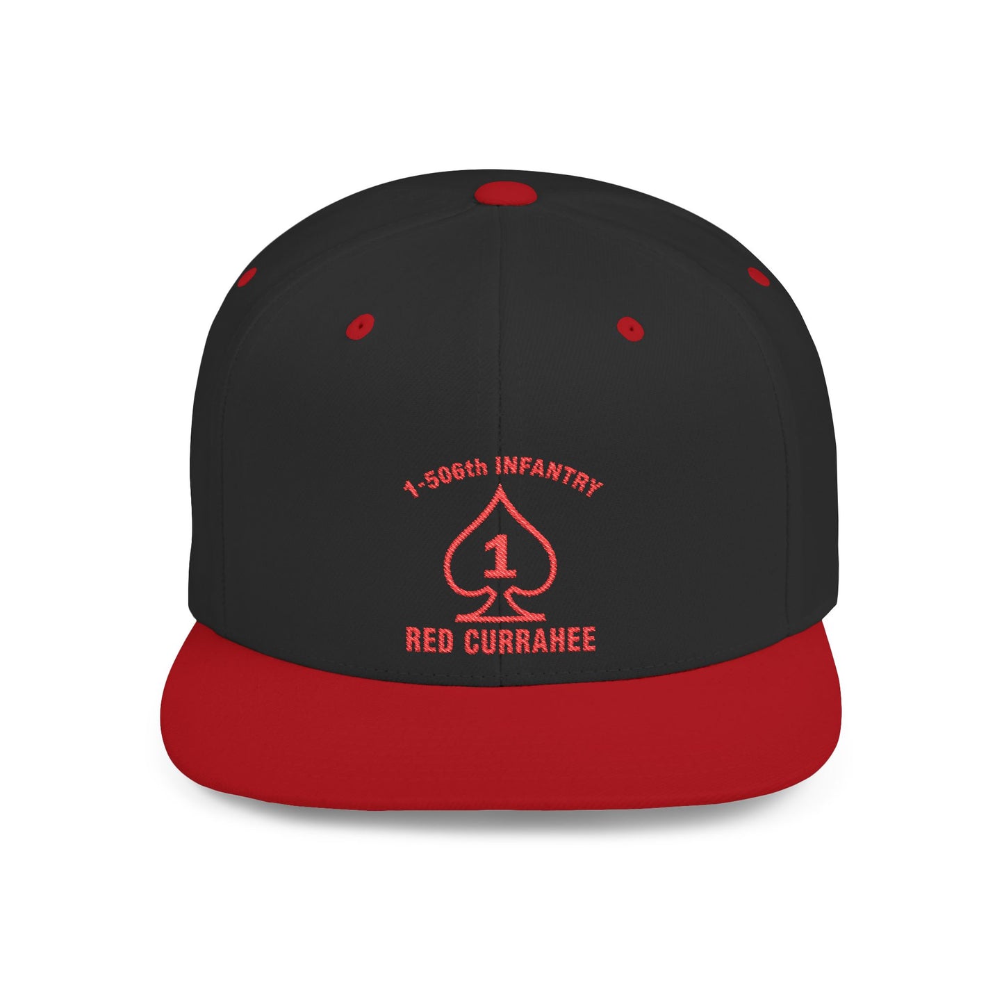 Flat Bill Snapback - 1st Infantry "Red Currakee" Spade Logo Cap