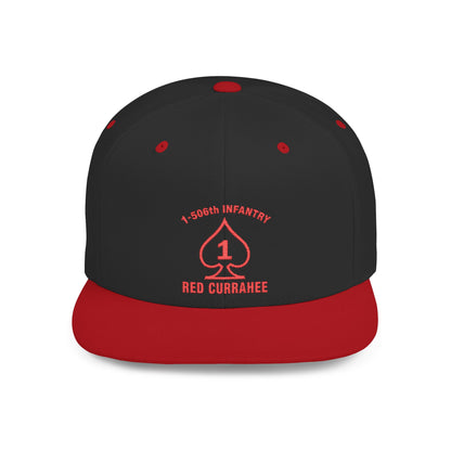 Flat Bill Snapback - 1st Infantry "Red Currakee" Spade Logo Cap