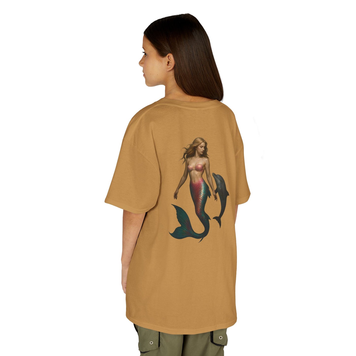Youth Mermaid Tee with Dolphin Graphic