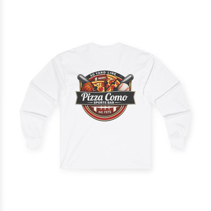 Pizza Como Sports Bar Long Sleeve Tee — Vintage Pizza Logo Shirt