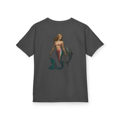 Youth Mermaid Tee with Dolphin Graphic