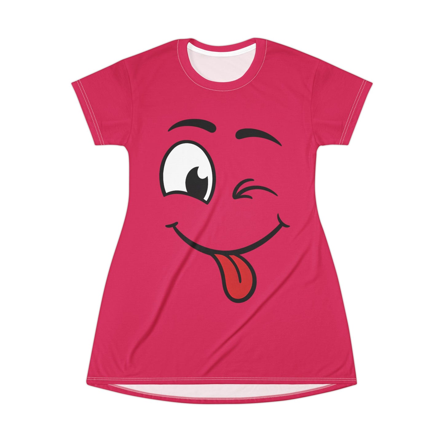 Playful Wink Women’s Nightgown Pink Graphic Sleep Shirt
