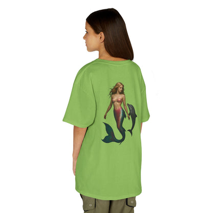 Youth Mermaid Tee with Dolphin Graphic