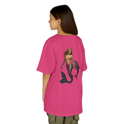 Youth Mermaid Tee with Dolphin Graphic