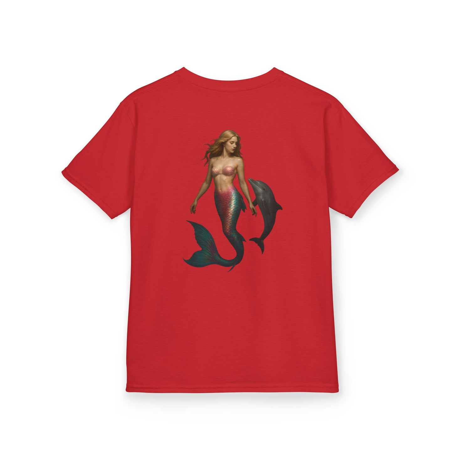 Youth Mermaid Tee with Dolphin Graphic