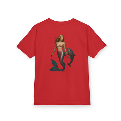 Youth Mermaid Tee with Dolphin Graphic