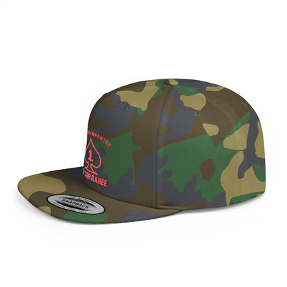 Flat Bill Snapback - 1st Infantry "Red Currakee" Spade Logo Cap