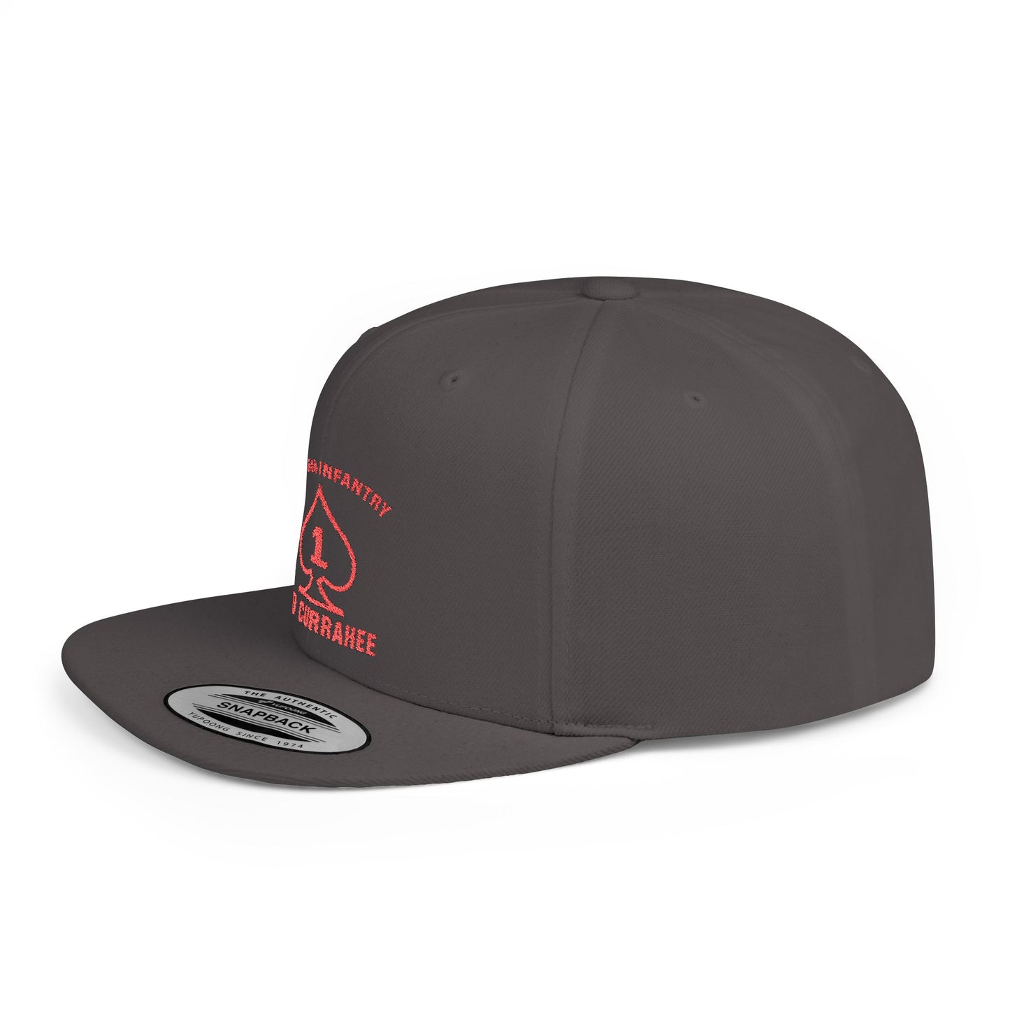 Flat Bill Snapback - 1st Infantry "Red Currakee" Spade Logo Cap