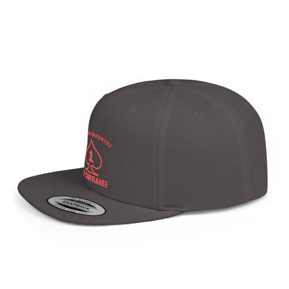 Flat Bill Snapback - 1st Infantry "Red Currakee" Spade Logo Cap