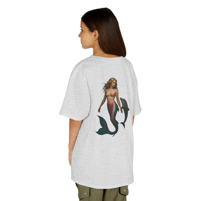 Youth Mermaid Tee with Dolphin Graphic