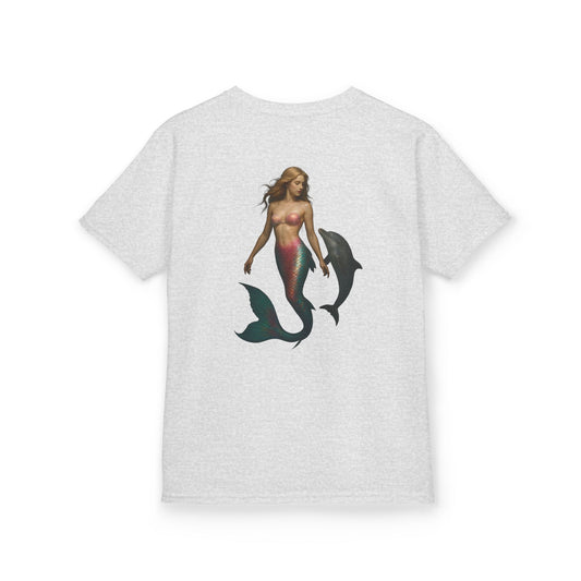 Youth Mermaid Tee with Dolphin Graphic