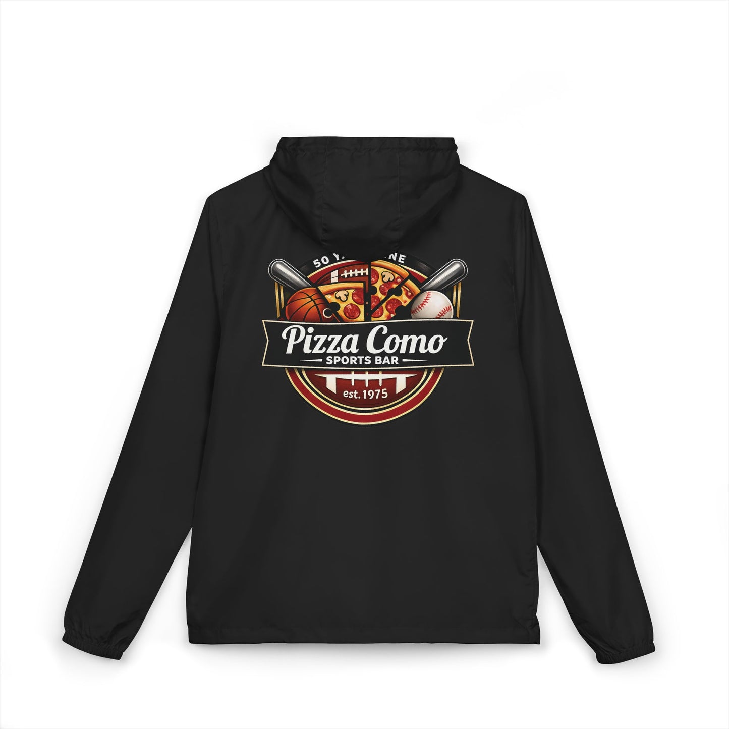 Pizza Como Sports Bar Lightweight Water Resistant Windbreaker