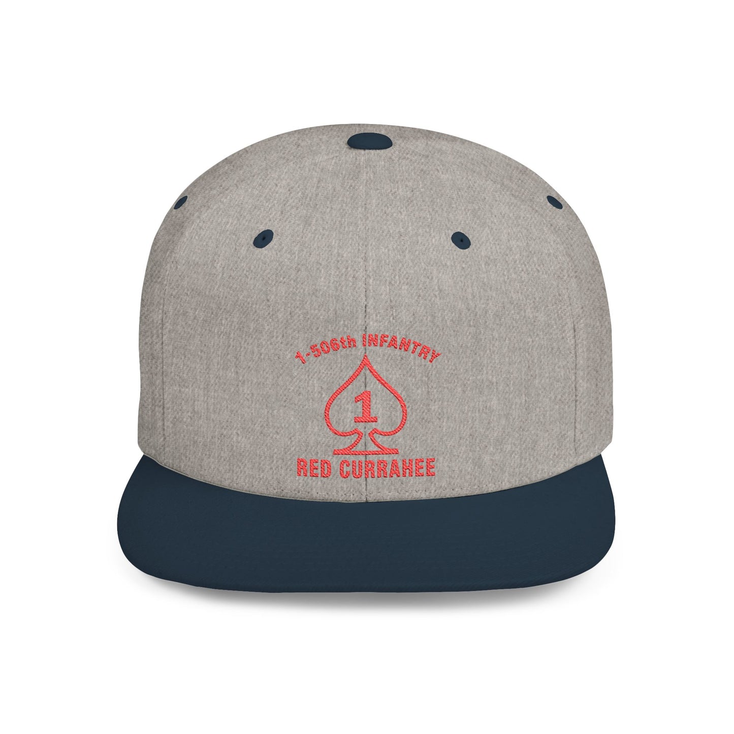 Flat Bill Snapback - 1st Infantry "Red Currakee" Spade Logo Cap