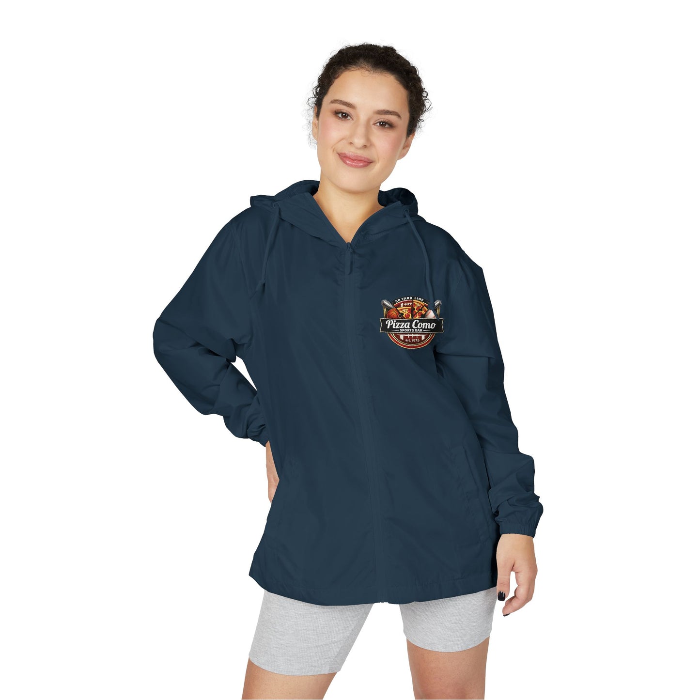 Pizza Como Sports Bar Lightweight Water Resistant Windbreaker