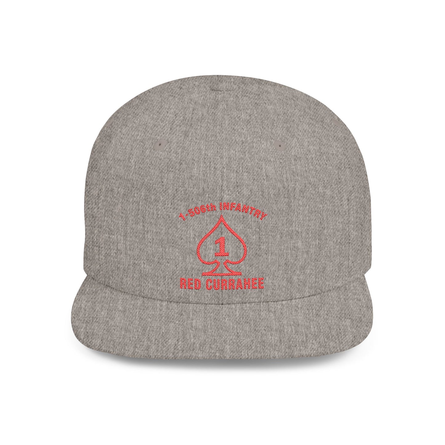 Flat Bill Snapback - 1st Infantry "Red Currakee" Spade Logo Cap