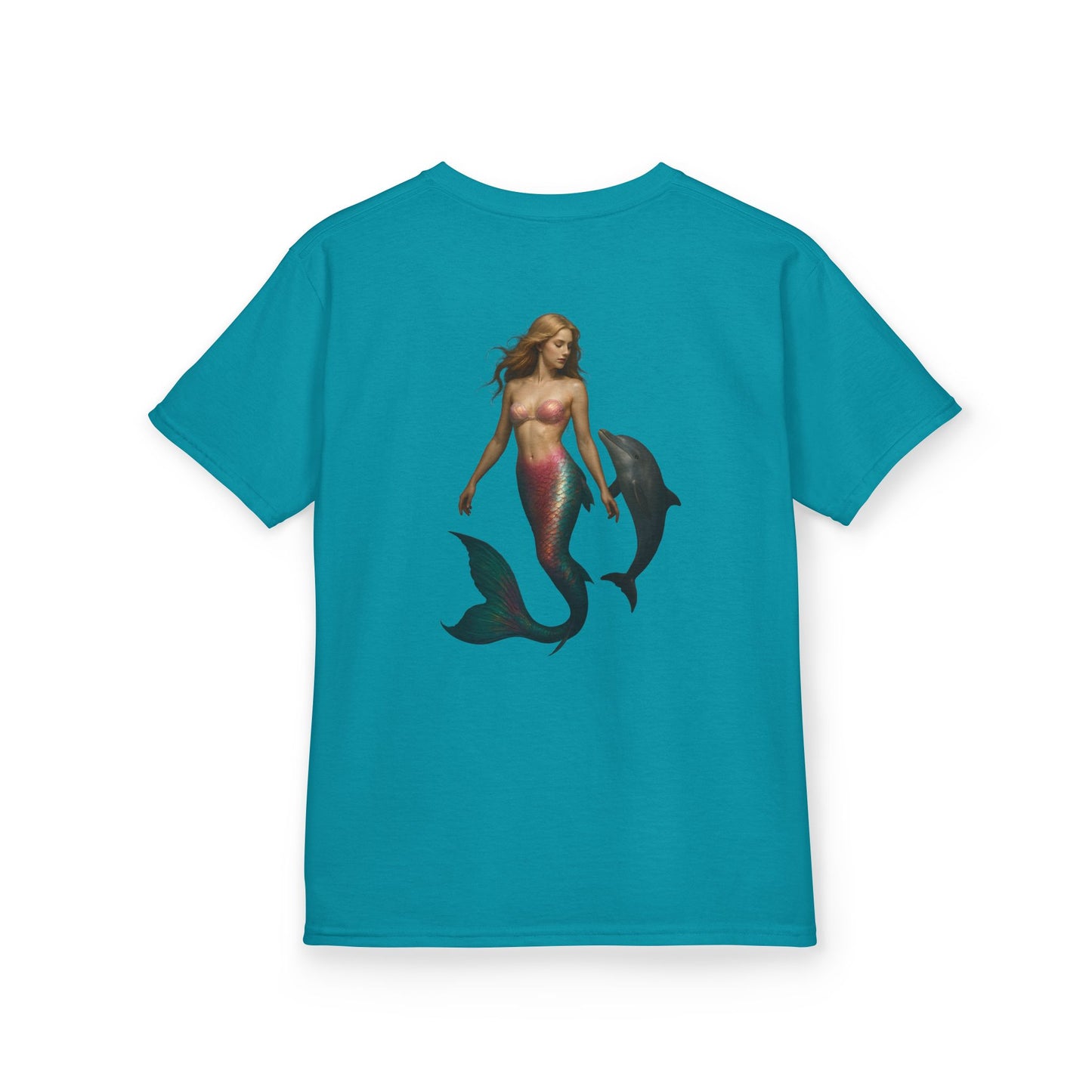 Youth Mermaid Tee with Dolphin Graphic
