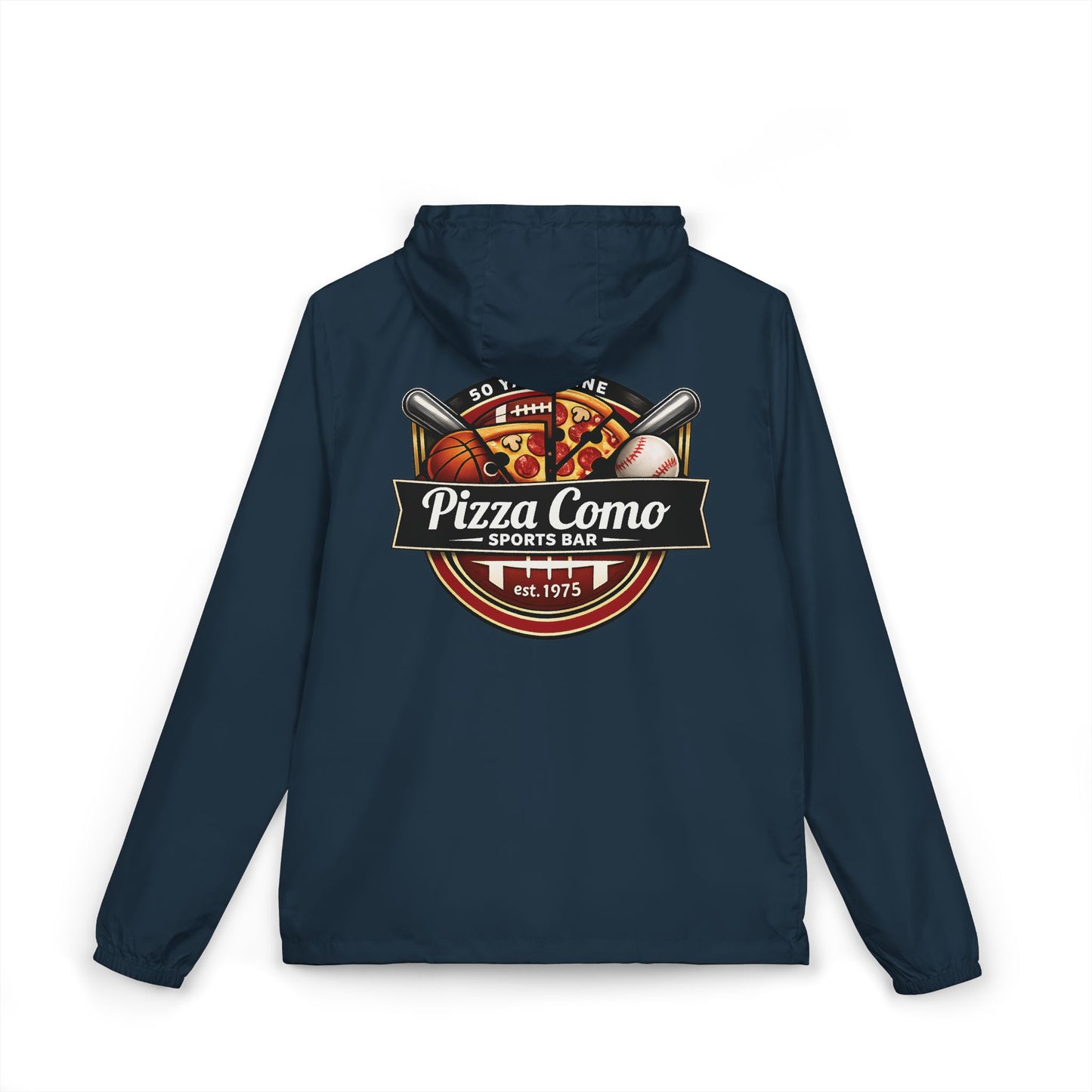 Pizza Como Sports Bar Lightweight Water Resistant Windbreaker