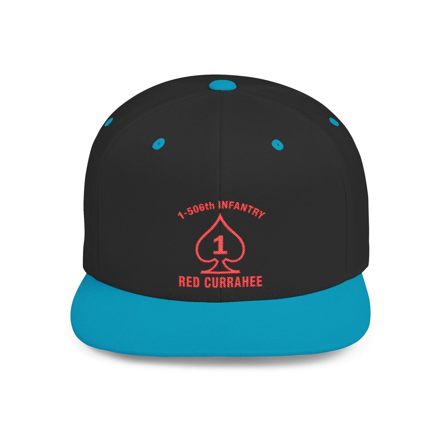 Flat Bill Snapback - 1st Infantry "Red Currakee" Spade Logo Cap