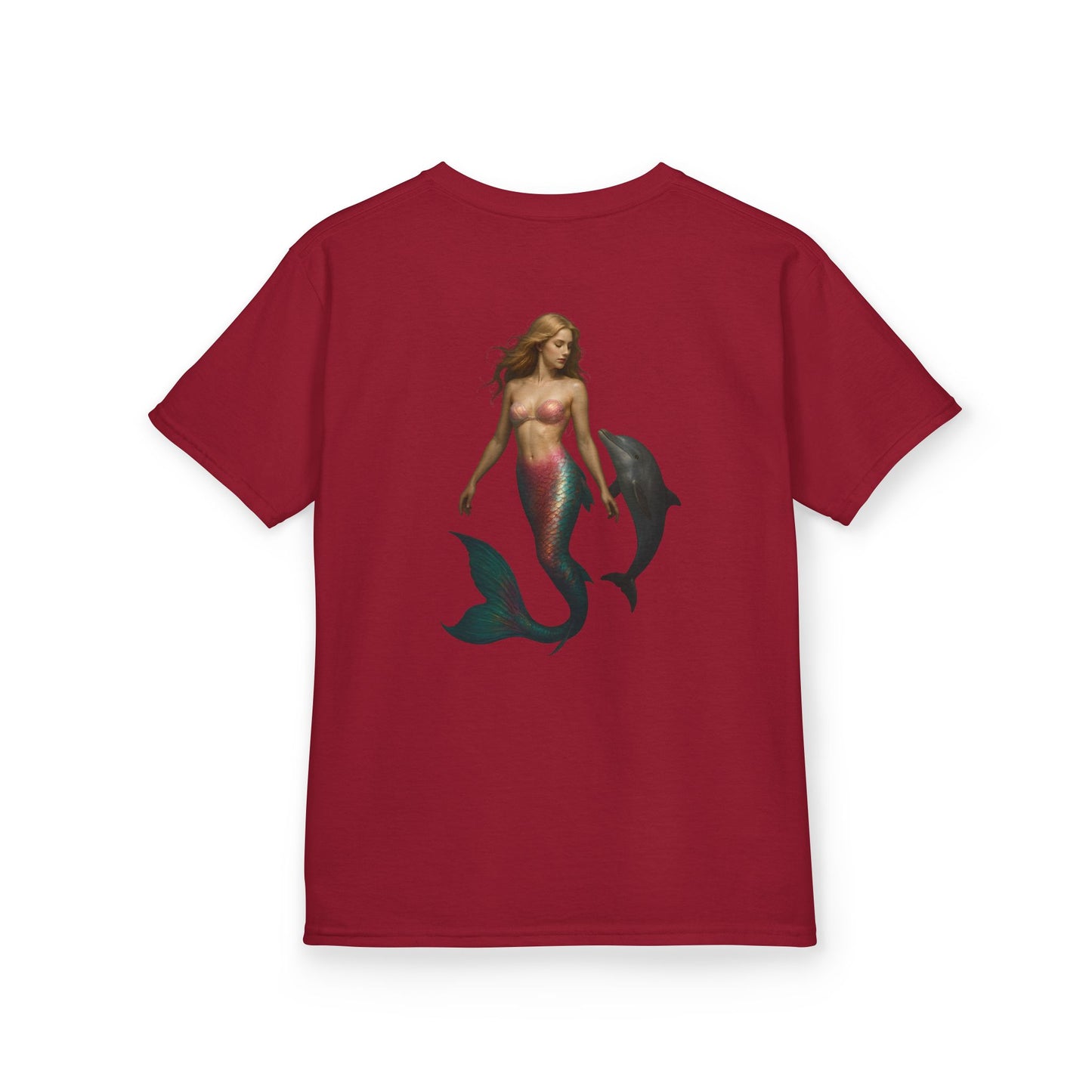 Youth Mermaid Tee with Dolphin Graphic