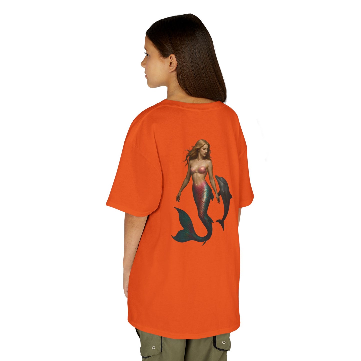 Youth Mermaid Tee with Dolphin Graphic