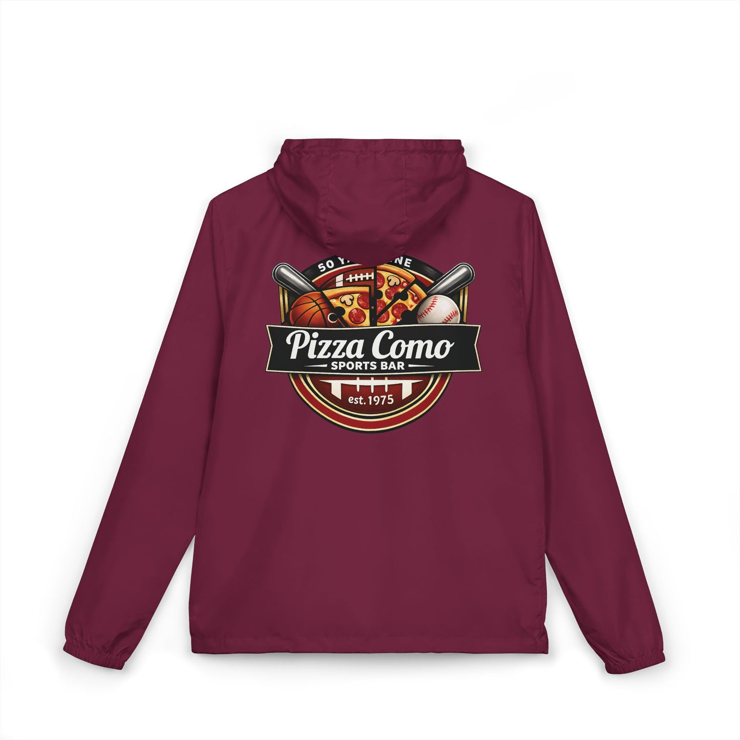 Pizza Como Sports Bar Lightweight Water Resistant Windbreaker